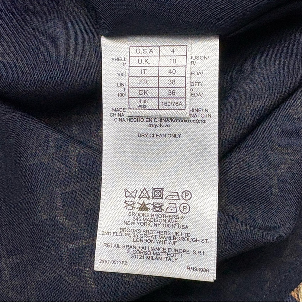 Brooks Brothers Pure Silk Rattan Geometric Print Dress Size 4 Silk Lined Belted - Picture 12 of 13